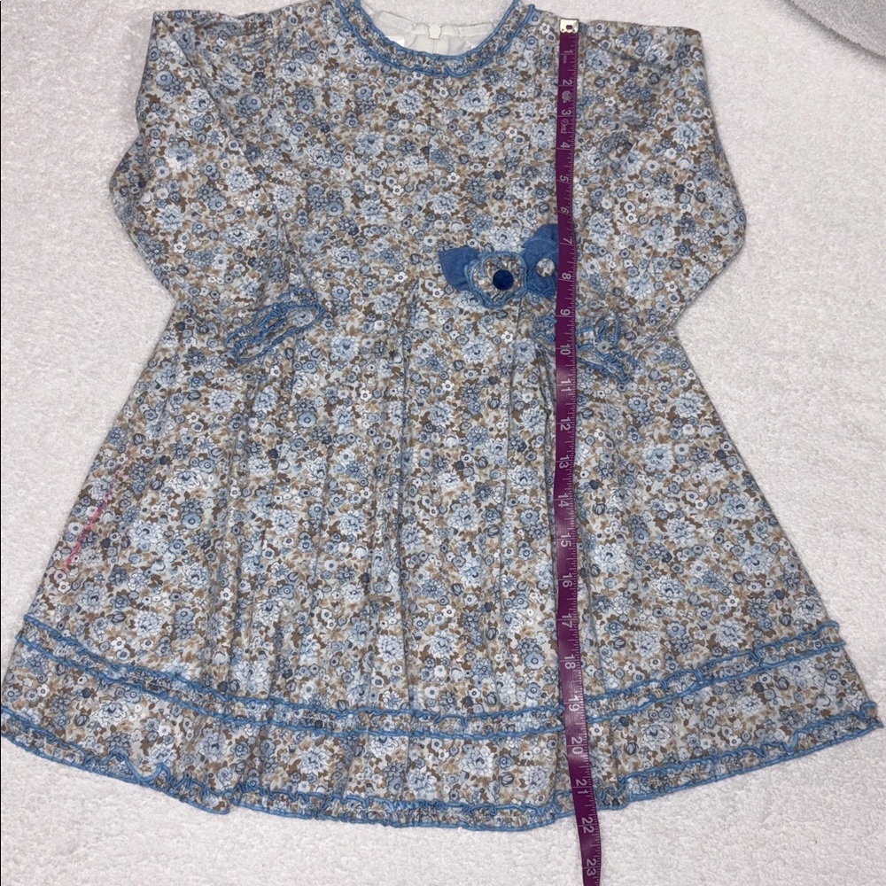 Sarah Louise long sleeve blue floral ruffle dress girls size 3 - Picture 4 of 13